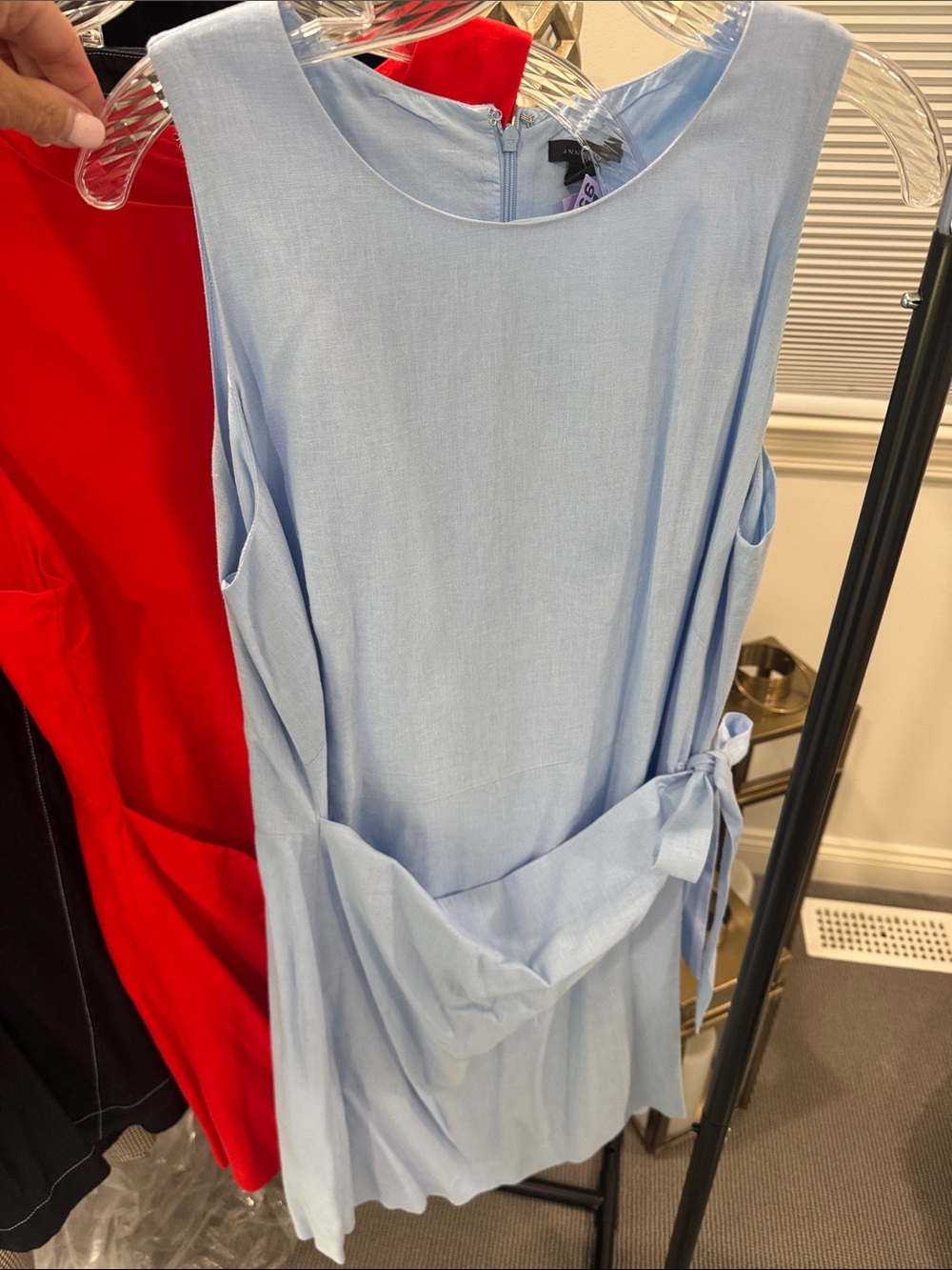 Ann Taylor Light Blue Sleeveless Tie-Waist Dress size 12 EUC